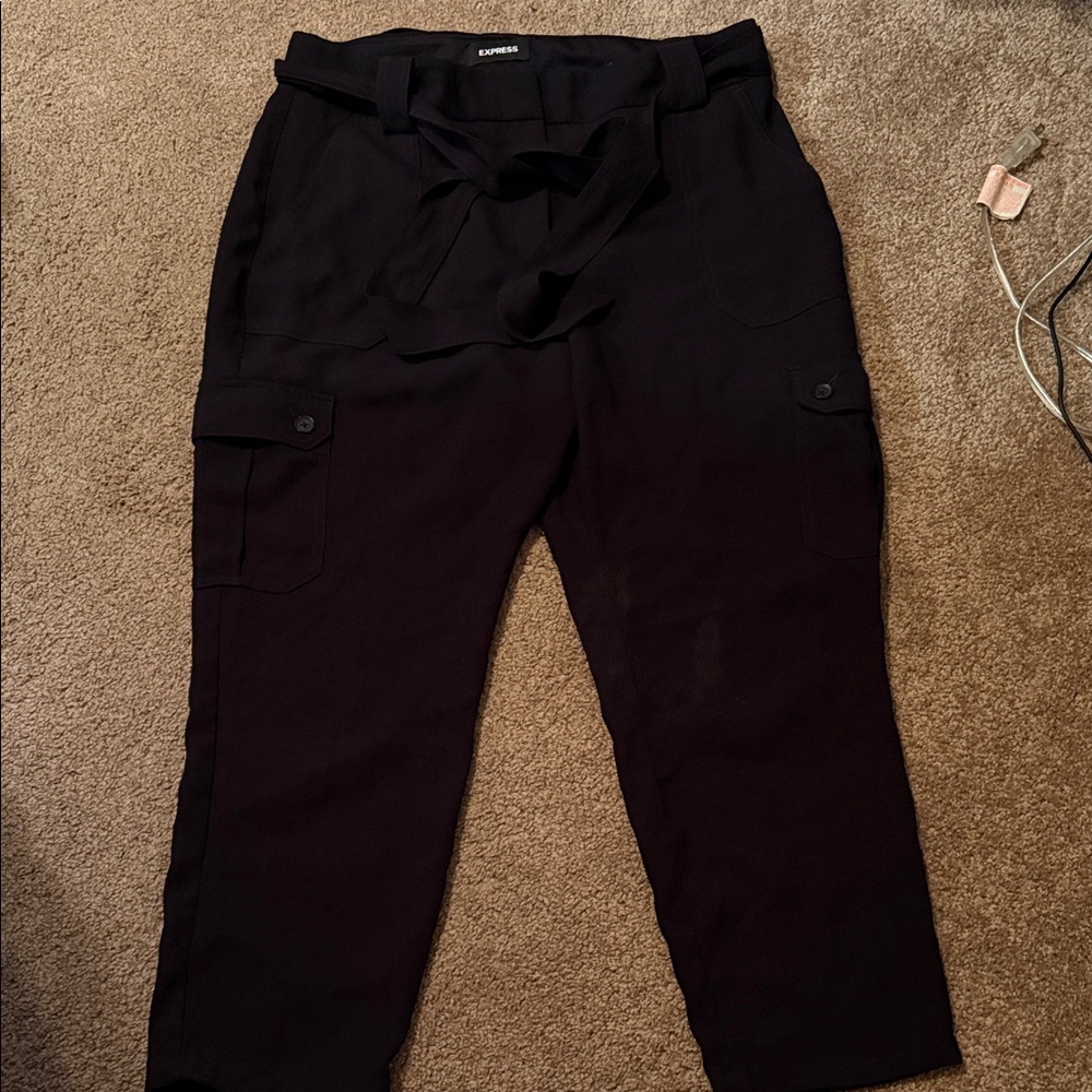 Express Black women’s Cargo Tie-Waist Pants